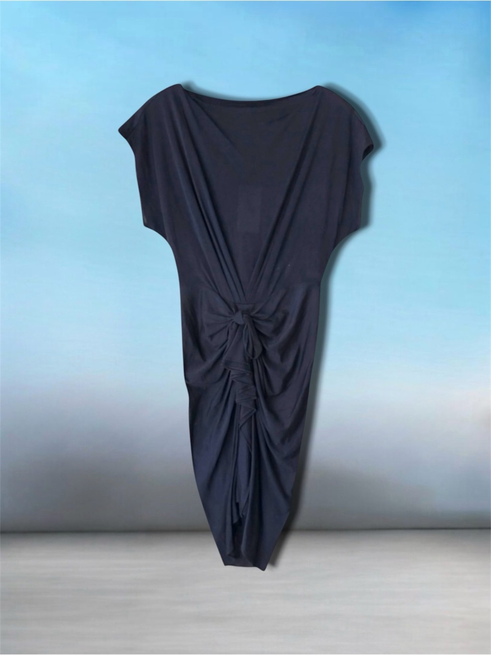 🆕💞3.1 Phillip Lim Silk-Cotton Tie Front Ruffle Mini Dress • NAVY • XS • NWT